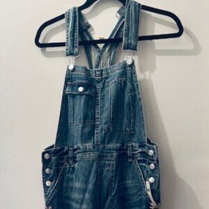Anthropologie x Pilcro The Lex Denim Jean Bib Animal Camo Print Accent Overalls